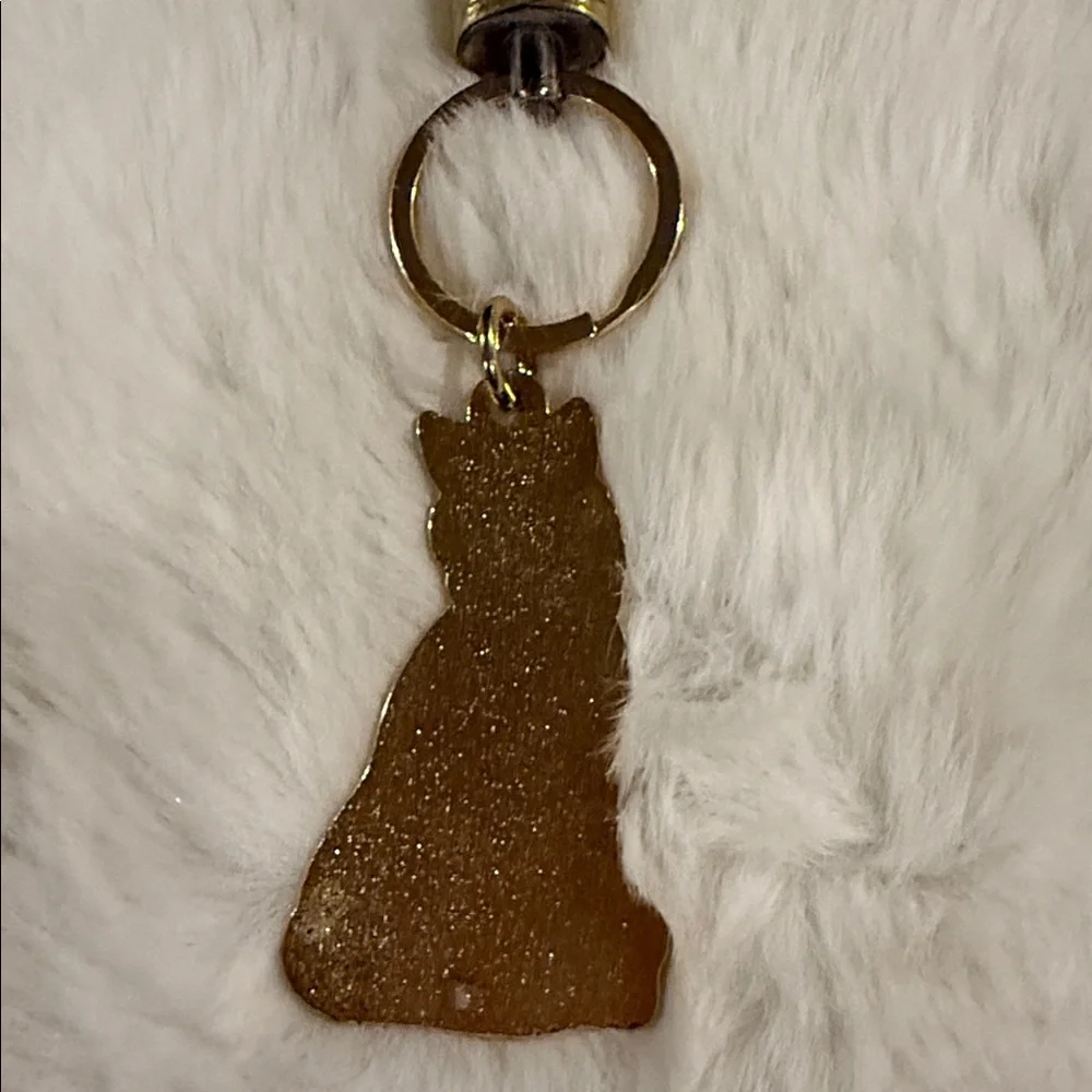 Vintage gold tone mother kitty cat & Kitten key chain Key Holder